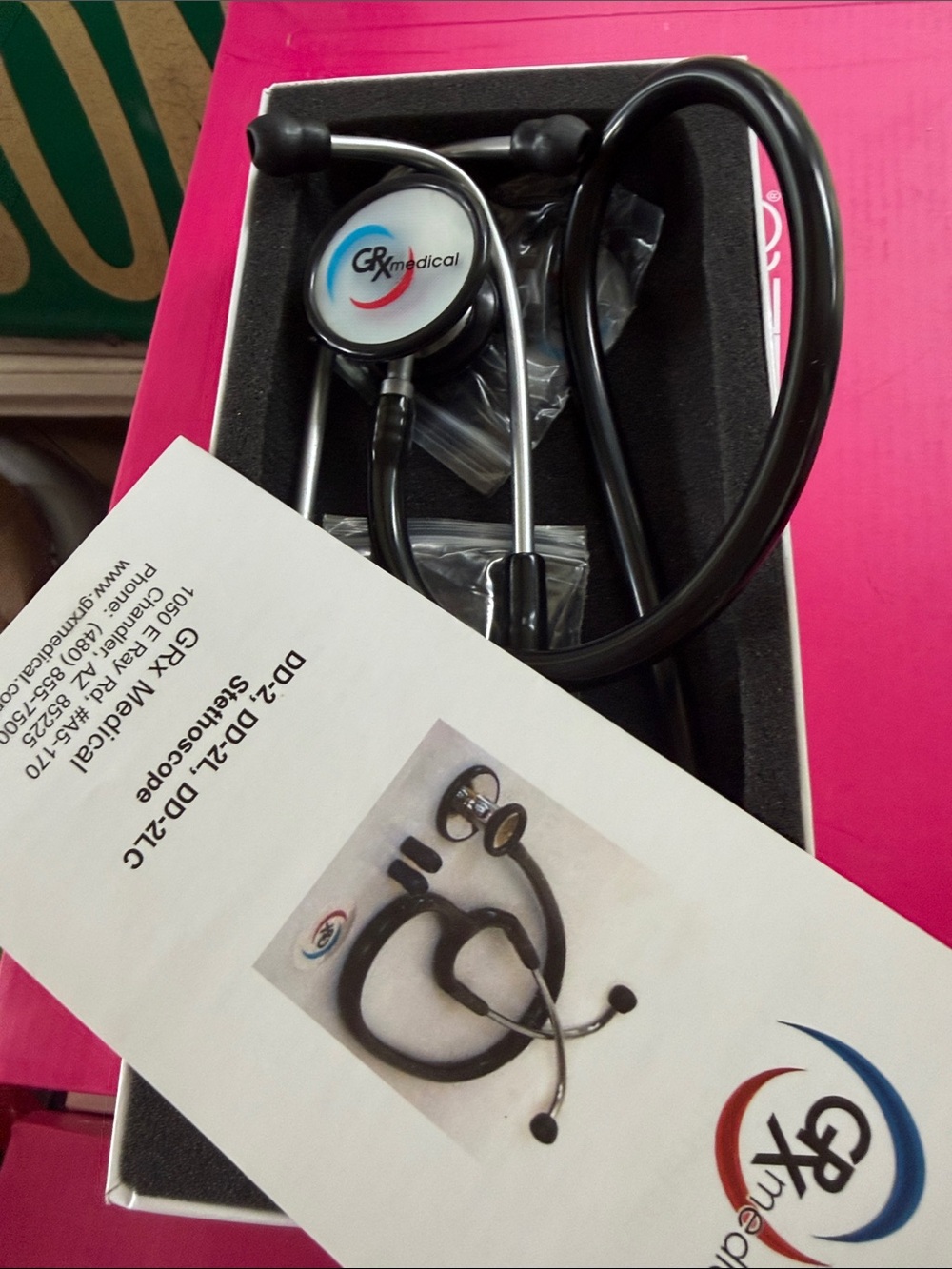 GRX Medical Elite Dual Head Stethoscope - Teal/Black - Picture 2 of 2